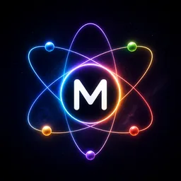 The Materia app icon: a luminous orbital mark around the letter M.